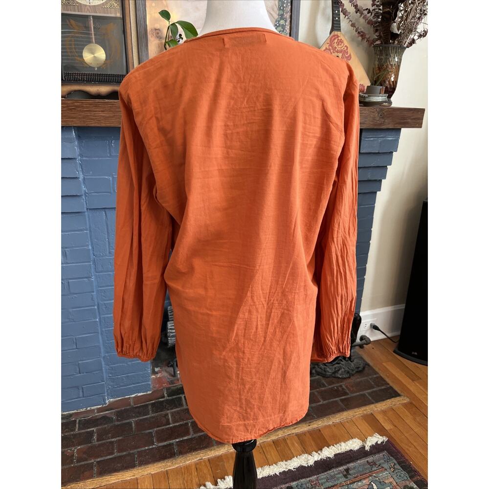 Faithfull The Brand Size 6 S 100% Cotton Floral Tie Wrap Top Orange‎ - Picture 4 of 12